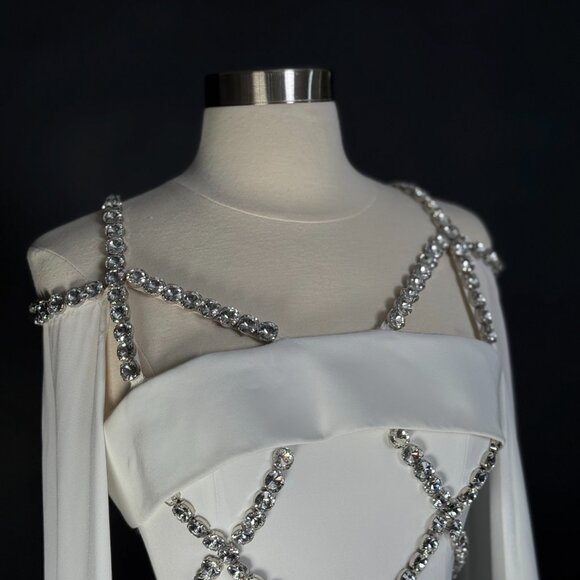 Brand New US 4 Georges Hobeika Maxi Evening Gown Stones Detailed - Picture 3 of 5